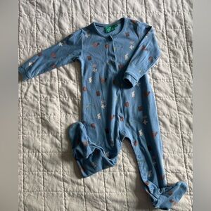 Little Green Radicals 🇬🇧 🧸Organic Cotton Footed Sleeper 12-18 mo LIKE NEW